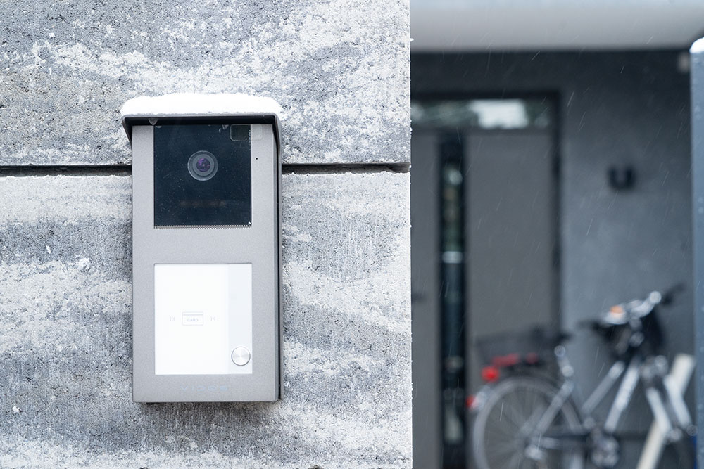 Buildnest-installed outdoor security camera monitoring residential property in Niagara Region — enhancing home safety as part of smart home and general contracting services.