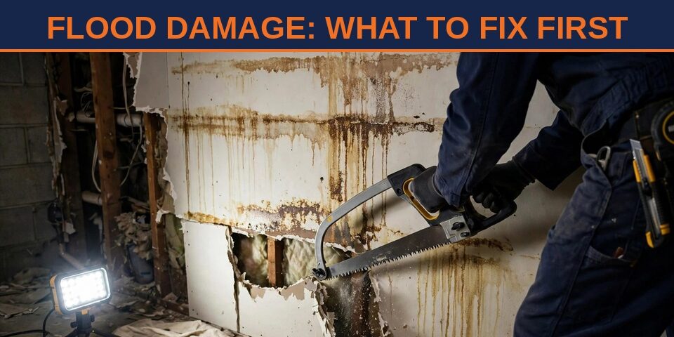 Drywall repair Welland — flood damage: what to fix first guide poster