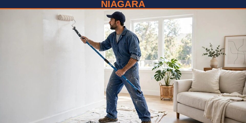 Interior painting in Niagara — BuildNest blog poster with bold headline