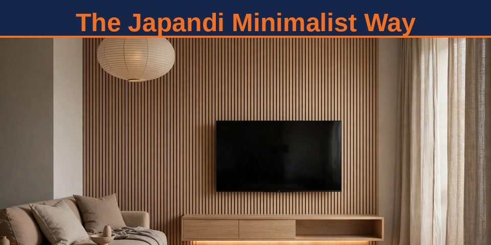 Japandi living room TV mounting in Ontario: minimalist slat panel TV wall