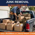 Junk removal in Niagara Falls — BuildNest handyman loading furniture and boxes into a work truck