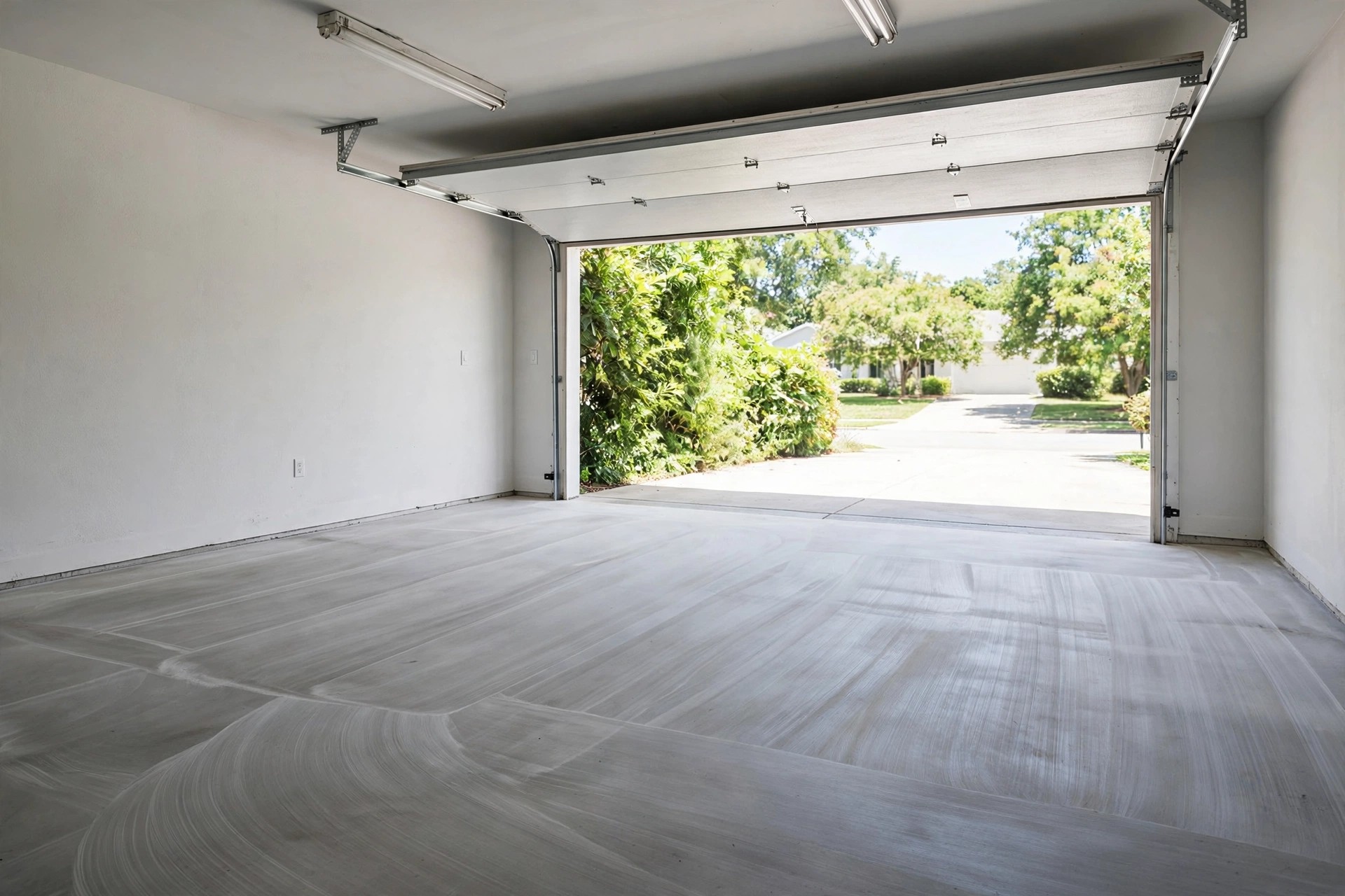 Clean empty garage with swept floor after professional junk removal in Niagara Falls