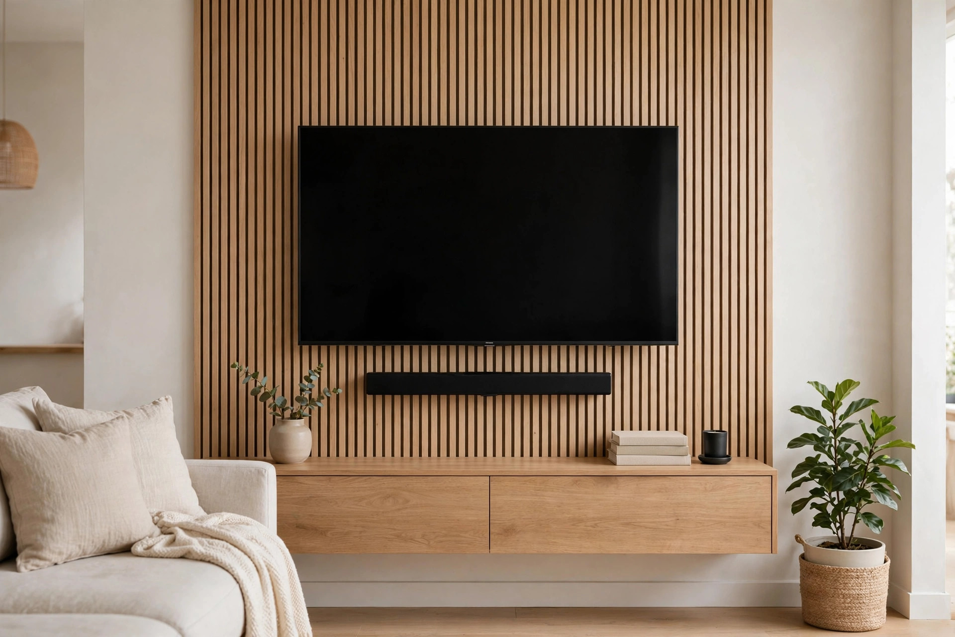 Finished wall-mounted TV and soundbar with hidden cables after smart home installation in St. Catharines
