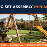 Swing set assembly in Niagara — BuildNest handyman assembling a wooden playset