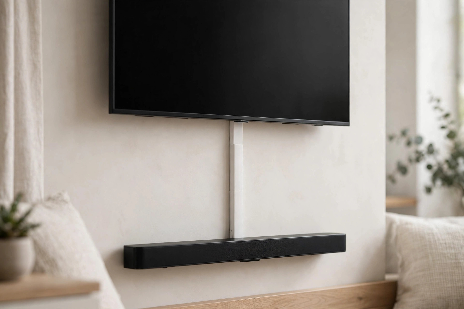 TV mounting St. Catharines — wall-mounted TV with hidden cables and a soundbar below